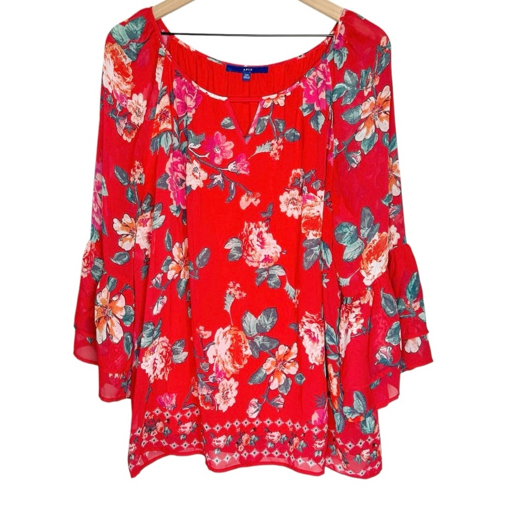 Apt. 9 Red Floral Blouse